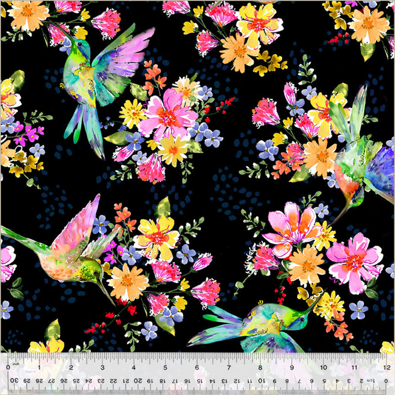 108" Pretty Pollinators Wide Quilt Back Black