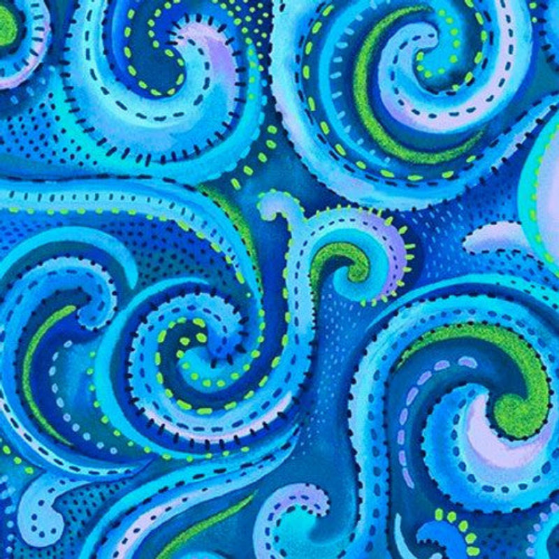 108" Whirlwind Wide Quilt Back Tidal Water