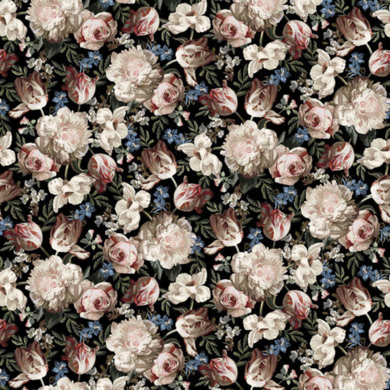 Sample Swatch of 108" Midnight Floral Wide Quilt Back Black/Neutral