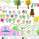Sample Swatch of 108" Our Simple Life The Little Pink Homestead Wide Quilt Back Puffy Cloud