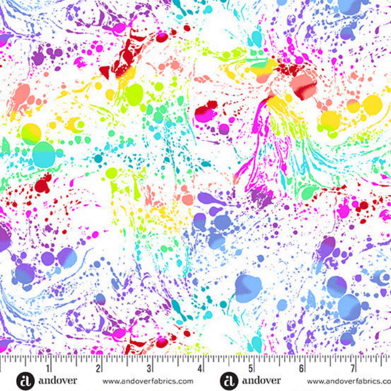 Sample Swatch of 108" Phosphor and Venom Wide Quilt Back White