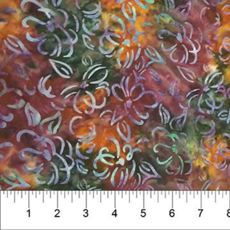 Sample Swatch of 108" Sweet 16 Illusions Batik Wide Quilt Back Pumpkin