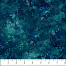 Wide quilt backing fabric with tone on tone blue-green textured pattern with a ruler at the bottom for scale.