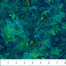 Wide quilt backing fabric with tone on tone teal green textured pattern with a ruler at the bottom for scale.
