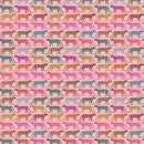 Pattern of colorful leopards on a pink background