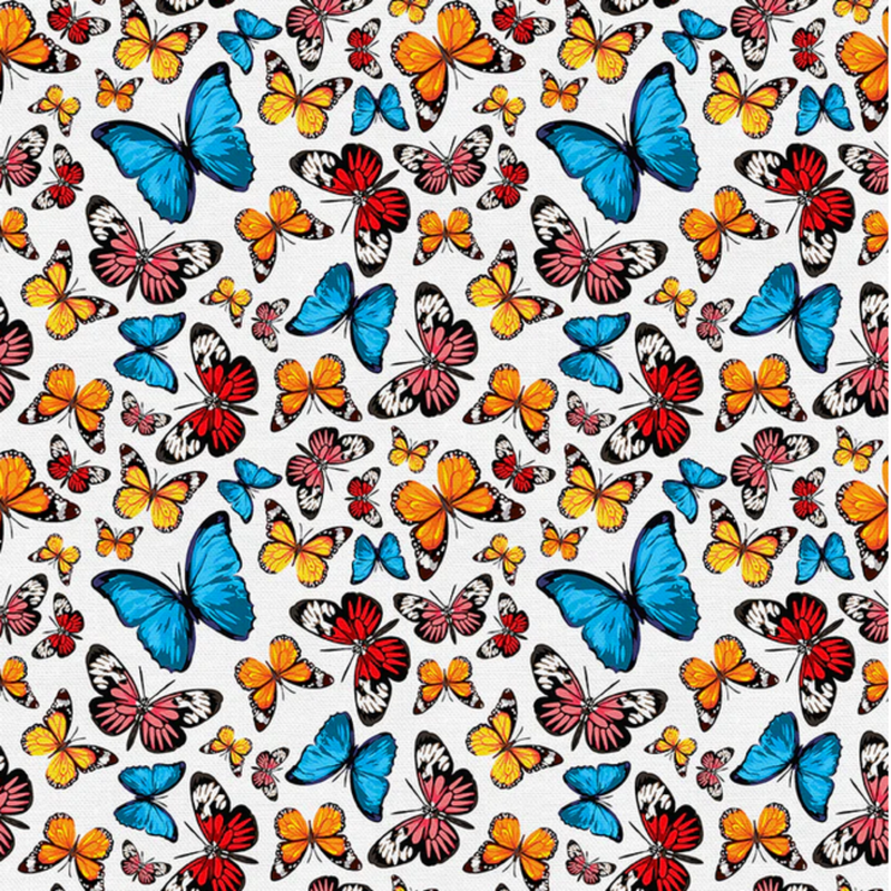 116"/118"  Tropicana Butterflies Wide Quilt Back White