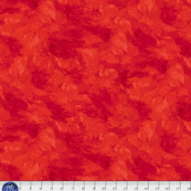 Red wide quilt backing fabric with a  tone on tone textured look.