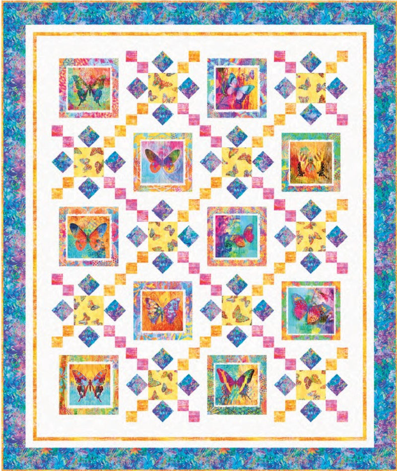 On Painted Wings Kaleidoscope Wings Quilt Kit Including Wide Back