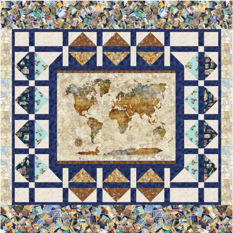 Globetrotter World Travelers Quilt Kit Including Wide Back