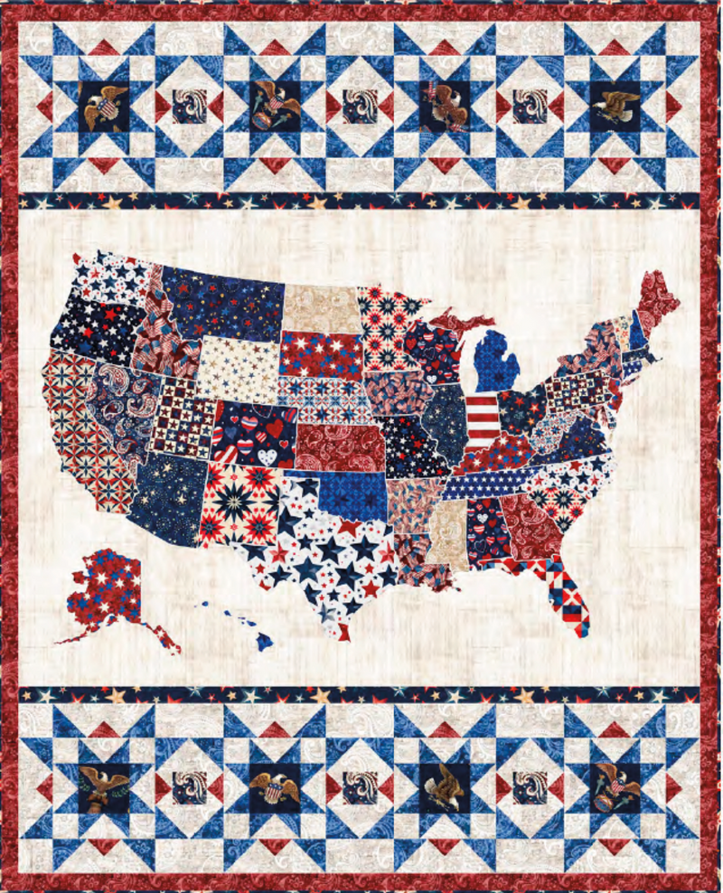 United Stars American Tapestry Quilt Kit Including Wide Back