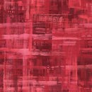 Wide quilt backing fabric with an abstract pastel plaid pattern in red and pink brushstroke lines.