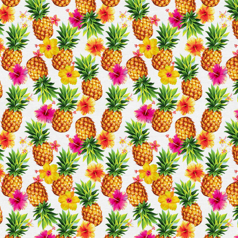 116"/118"  Tropicana Pineapple Toss Wide Quilt Back White