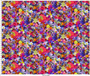 Wide quilt backing fabric with a multi colored packed floral digital image print.