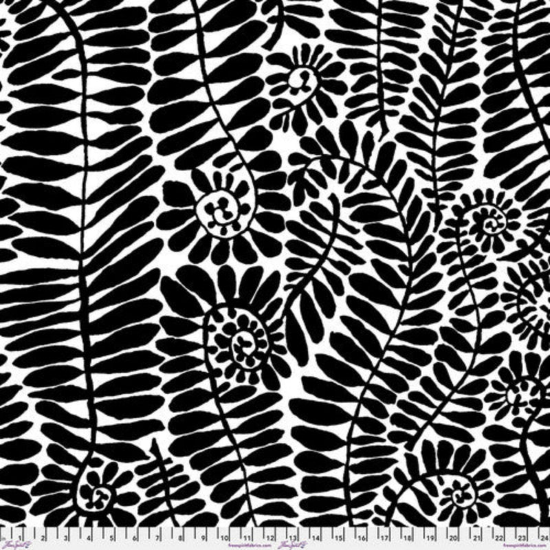 Sample Swatch of 108" Fronds Wide Cotton Back by Brandon Mably Black