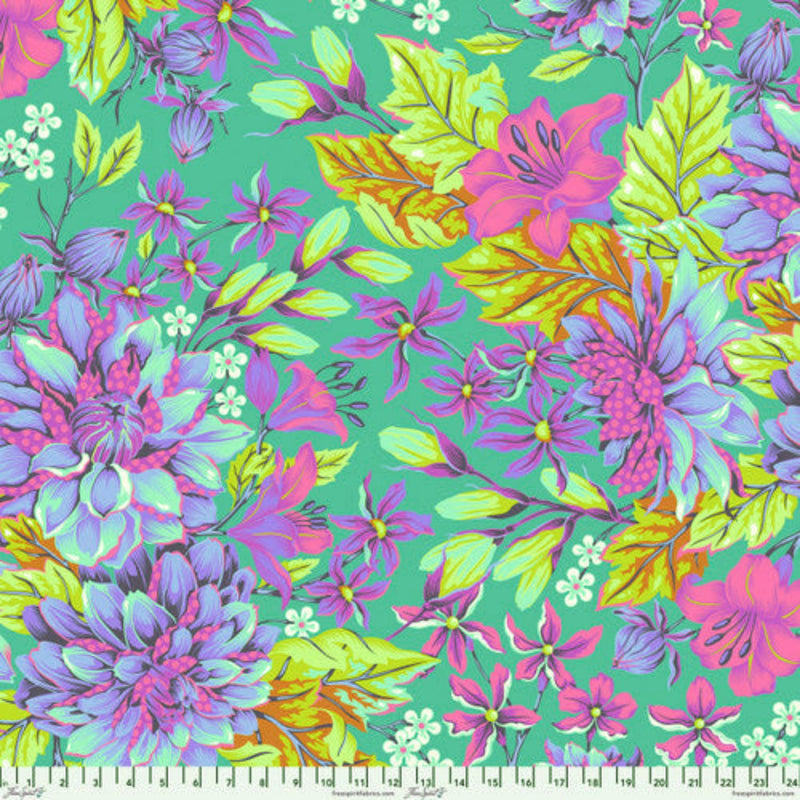 Sample Swatch of 108" Hey Dhalia Untamed Wide Cotton Sateen Quilt Back Cosmic by Tula Pink