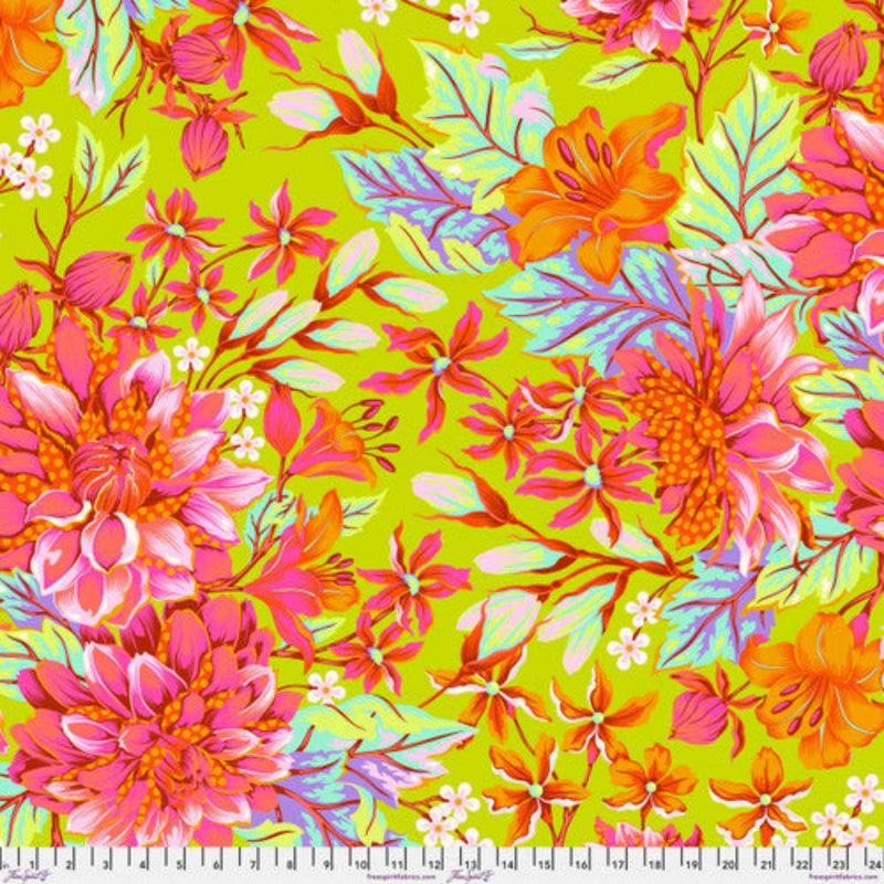 Sample Swatch of 108" Hello Dahlia Untamed Wide Cotton Sateen Quilt Back Lunar by Tula Pink