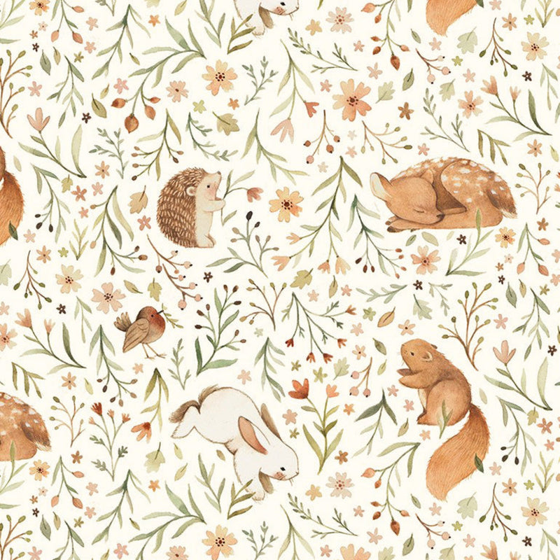 108" Animal Floral Wide Quilt Back Cream