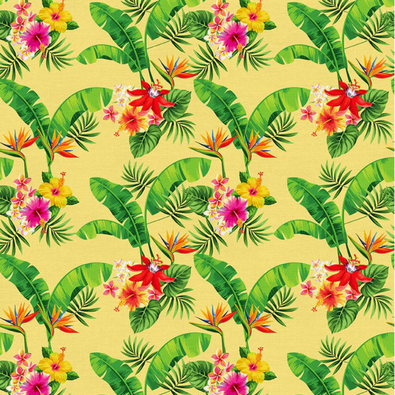 116"/118"  Tropicana Palm Trees Wide Quilt Back Yellow