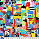 Bright, multicolored graffiti print.