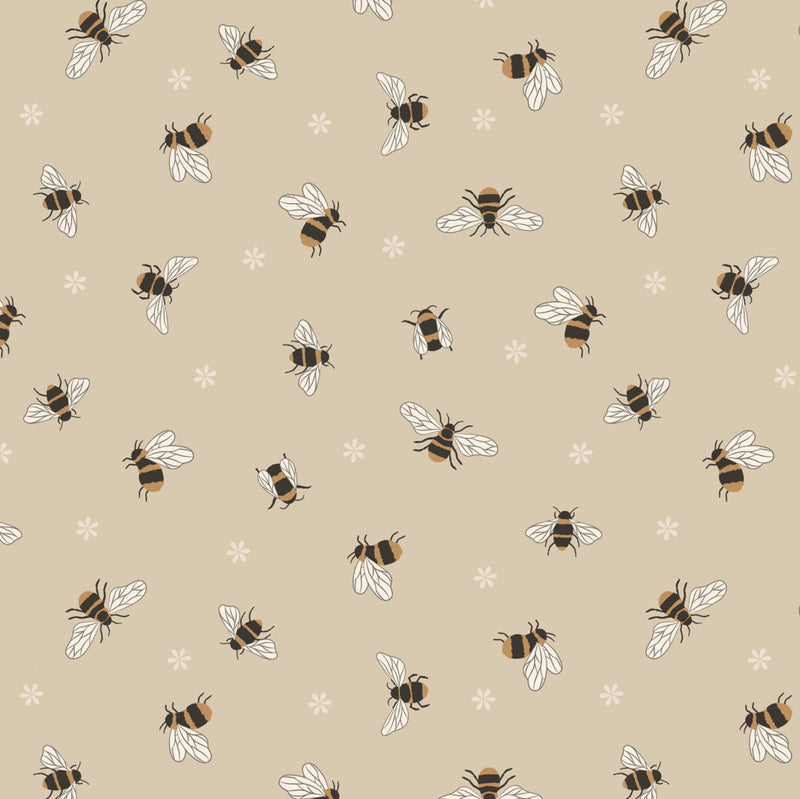 108" Bees Wide Quilt Back Dark Cream