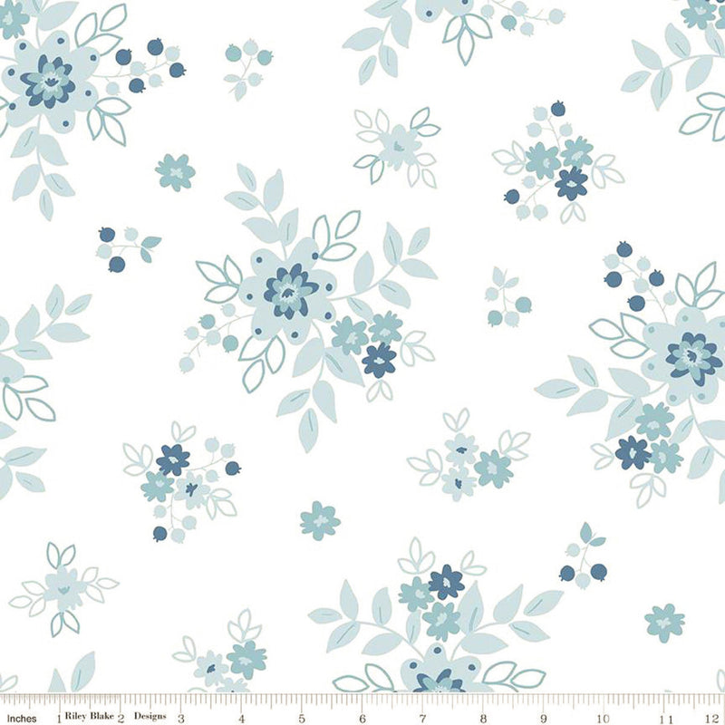 107"/108" Simply Country Floral Wide Quilt Back White