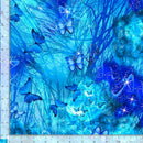 108" Bright Night Butterflies Royalty Wide Quilt Back Turquoise