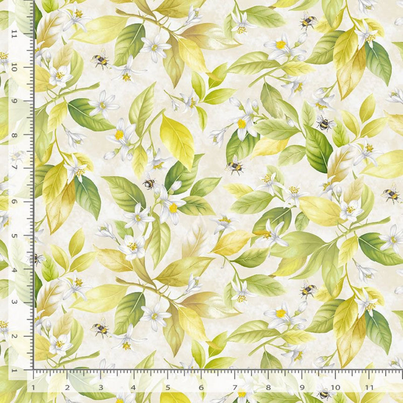 108" Lemon Blossoms & Bees Jardin Vintage Rose Garden Collection Extra Wide Quilt Back Beige