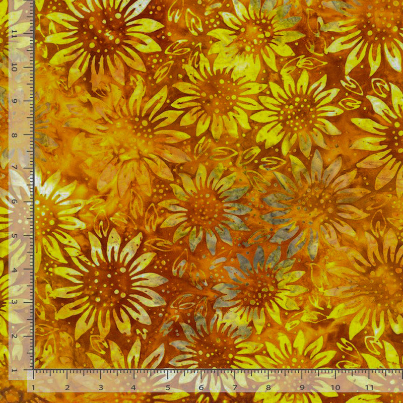 106" Sunflowers Extra Wide Tonga Batik Quilt Back Autumn