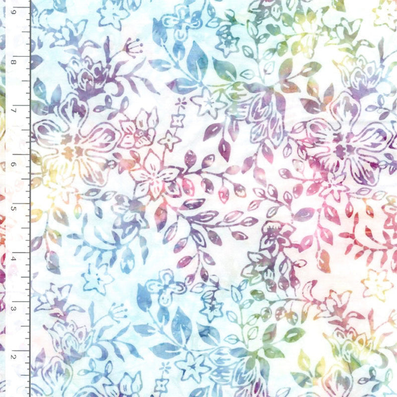 Sample Swatch of 106" Floral and Leafy Vine Extra Wide Tonga Batik Quilt Back Confetti