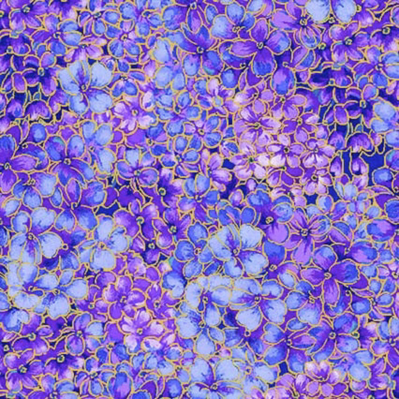 108" Opulent Hydrangea Wide Quilt Back Lilac