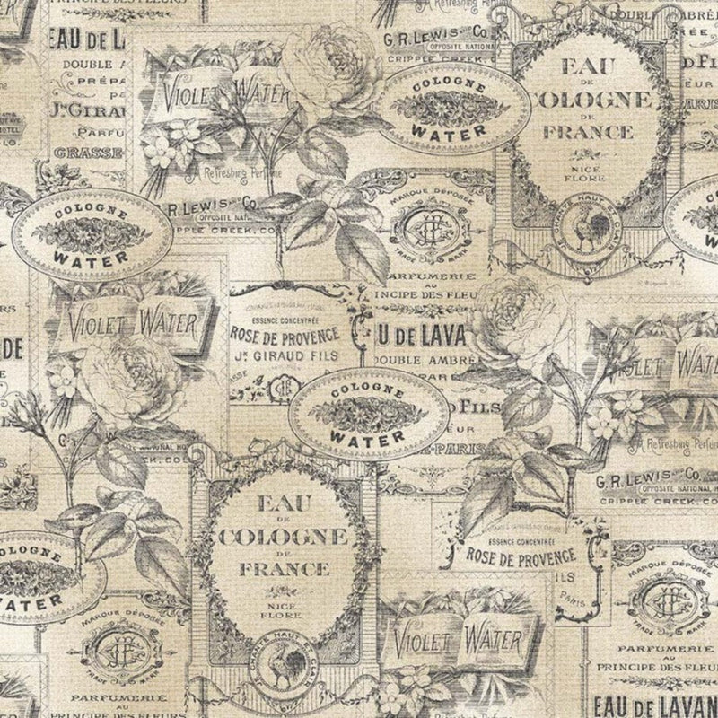 108" Perfume Labels Wide Quilt Back
