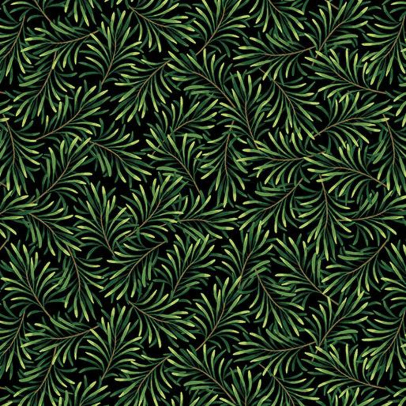 108" Boughs of Beauty Wide Quilt Back - Black/Green