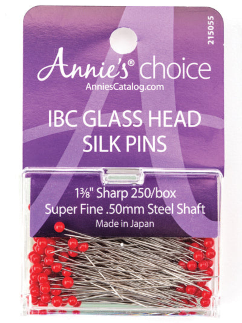 IBC Glass Head Silk Pins 1-3/8" Red