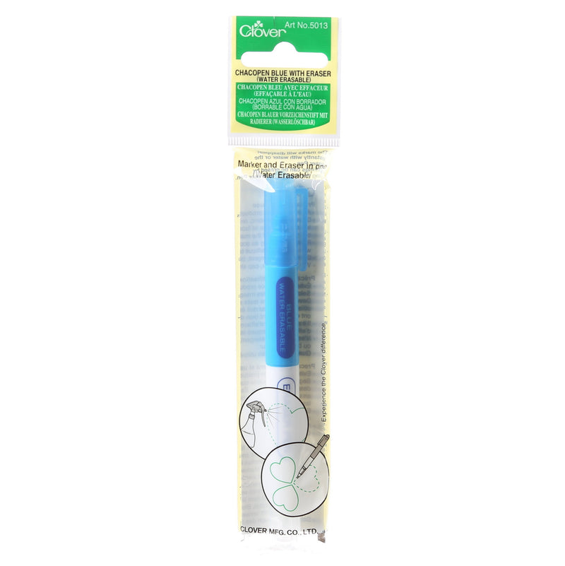 Chacopen Water Soluble Dual Tip Marking Pen with Eraser - Blue