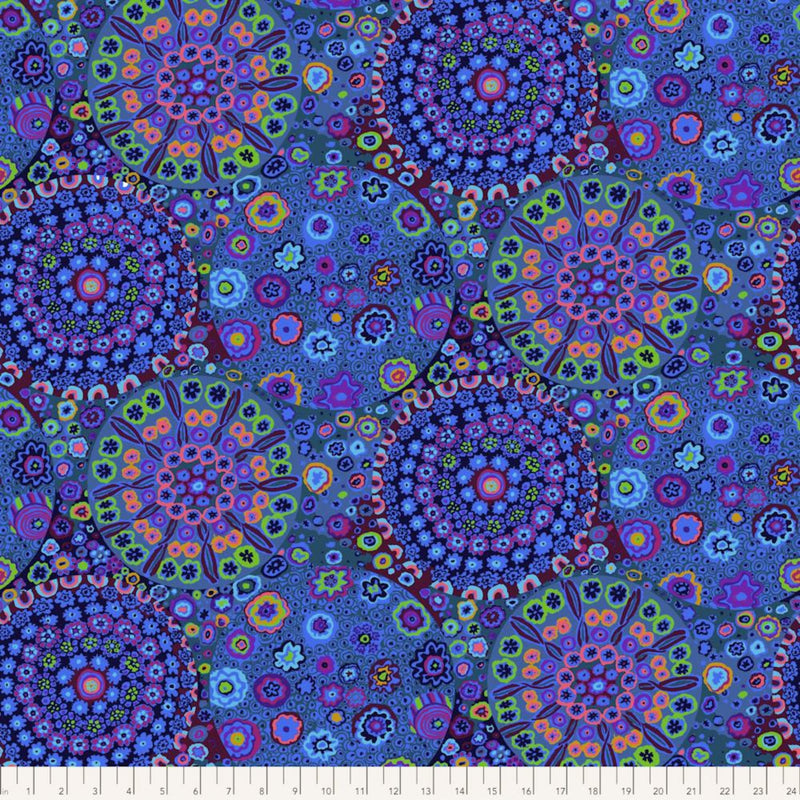 108" Millefiore Wide Cotton Sateen Quilt Back by Kaffe Fasset Blue