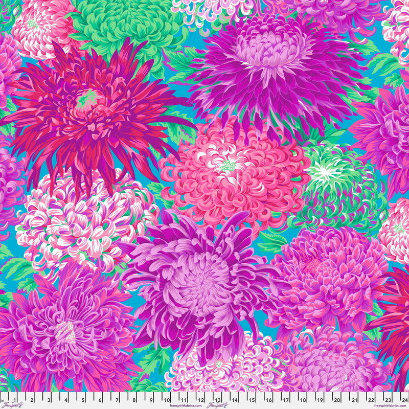 108" Japanese Chrysanthemum Magenta Wide Cotton Sateen Quilt Back by Philip Jacobs